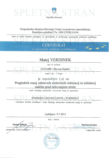 Certifikat o NPK